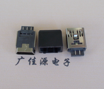 郑州MINI USB 5Pin接口 带护套焊线母座 B型180度铜壳