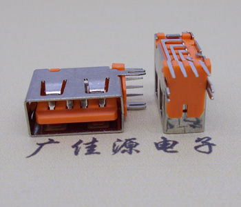 郑州USB 短体10.0接口 侧插4p母座 橙色胶芯鱼叉脚直边
