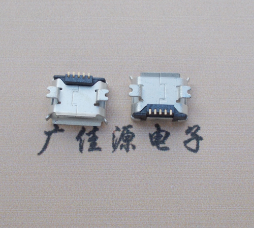 郑州Micro USB 5PIN接口,B型垫高0.9mm鱼叉脚贴片雾锡卷边