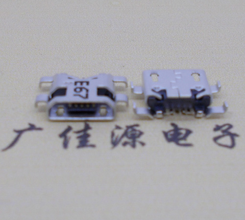 郑州Micro usb 反向沉板1.2mm接口四脚插直边无导位