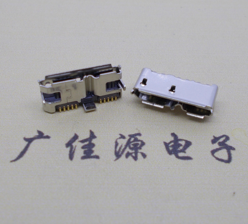 郑州 双接口micro usb3.0母座有卷边10pin三个固定脚插板